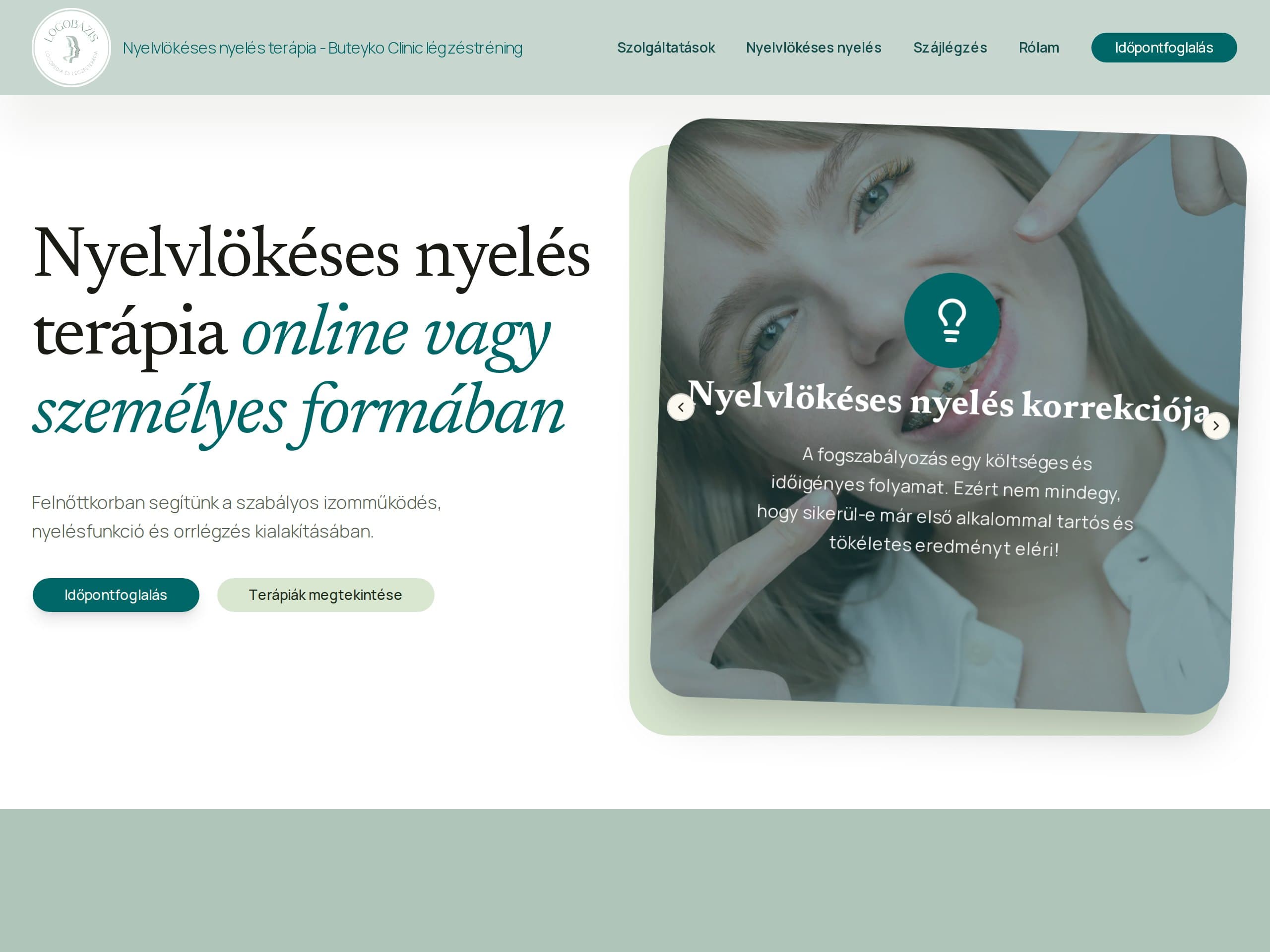 A Logobázis weboldal nyitóképernyője